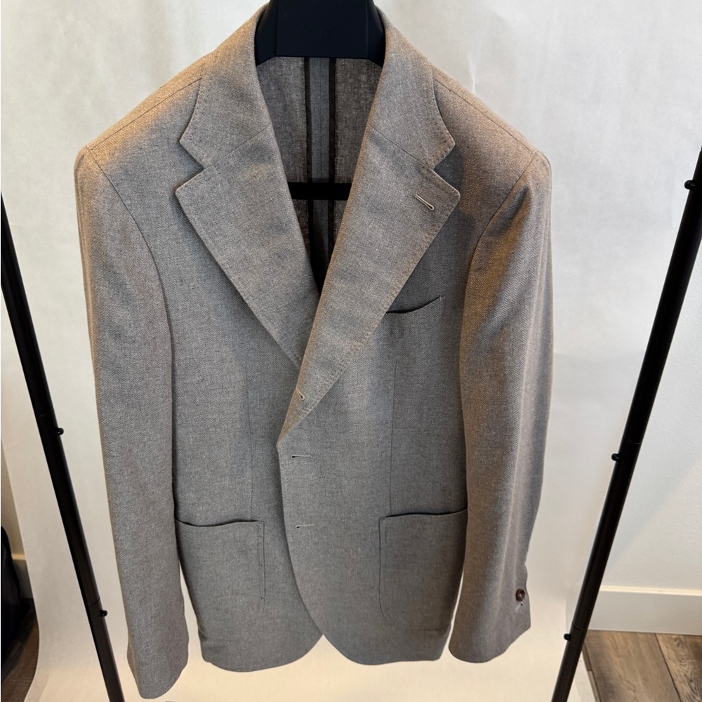 Classic Beige/Gray Custom Made Men's Blazer